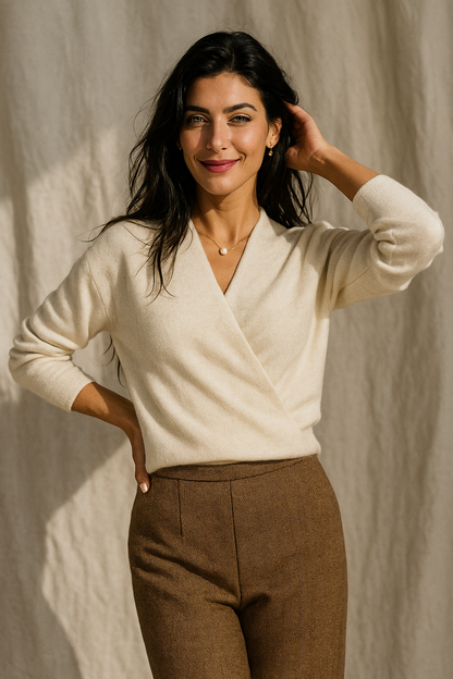 Women's Sweater – V-Neck Wrap Style and Timeless Minimalist Cut — image 17