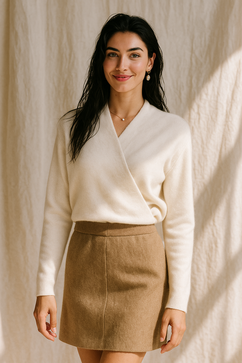 Women's Sweater – V-Neck Wrap Style and Timeless Minimalist Cut — image 19