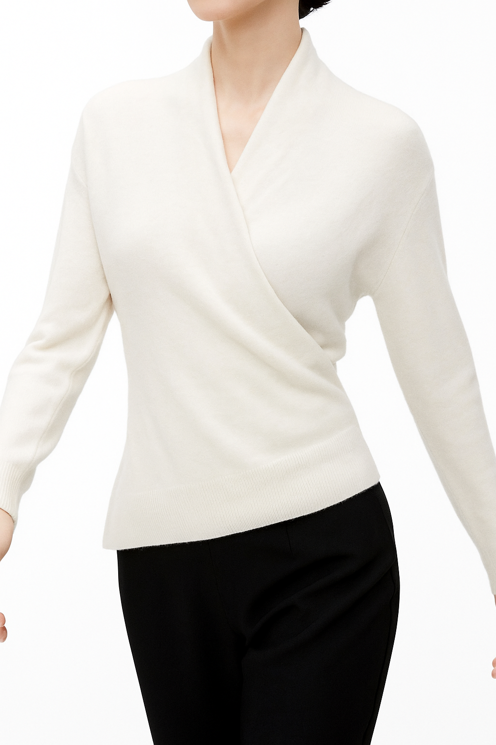Women's Sweater – V-Neck Wrap Style and Timeless Minimalist Cut — image 20