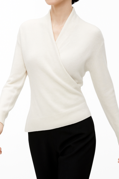 Women's Sweater – V-Neck Wrap Style and Timeless Minimalist Cut — image 20