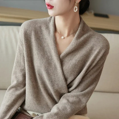 Women's Sweater – V-Neck Wrap Style and Timeless Minimalist Cut — image 21