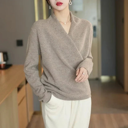 Women's Sweater – V-Neck Wrap Style and Timeless Minimalist Cut — image 23