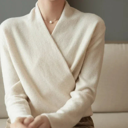 Women's Sweater – V-Neck Wrap Style and Timeless Minimalist Cut — image 27