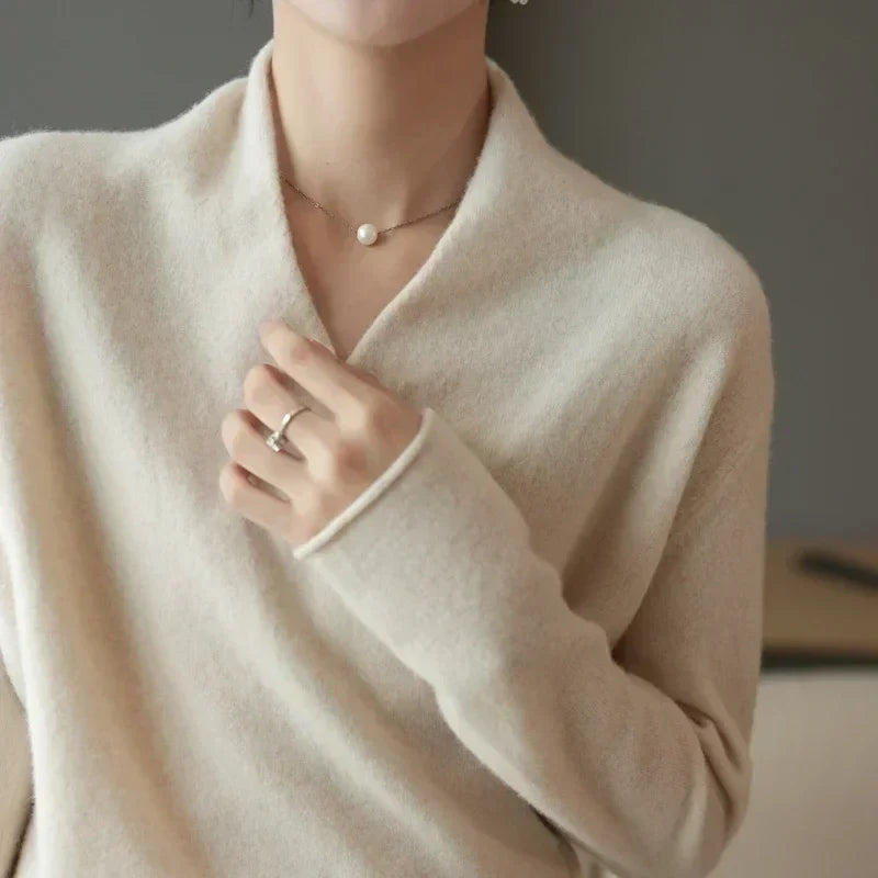Women's Sweater – V-Neck Wrap Style and Timeless Minimalist Cut — image 28