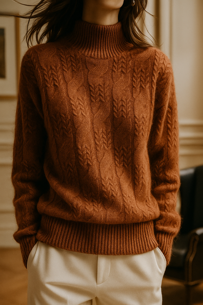 Women's Sweater – Timeless Cable-Knit and Mock Neck — image 1