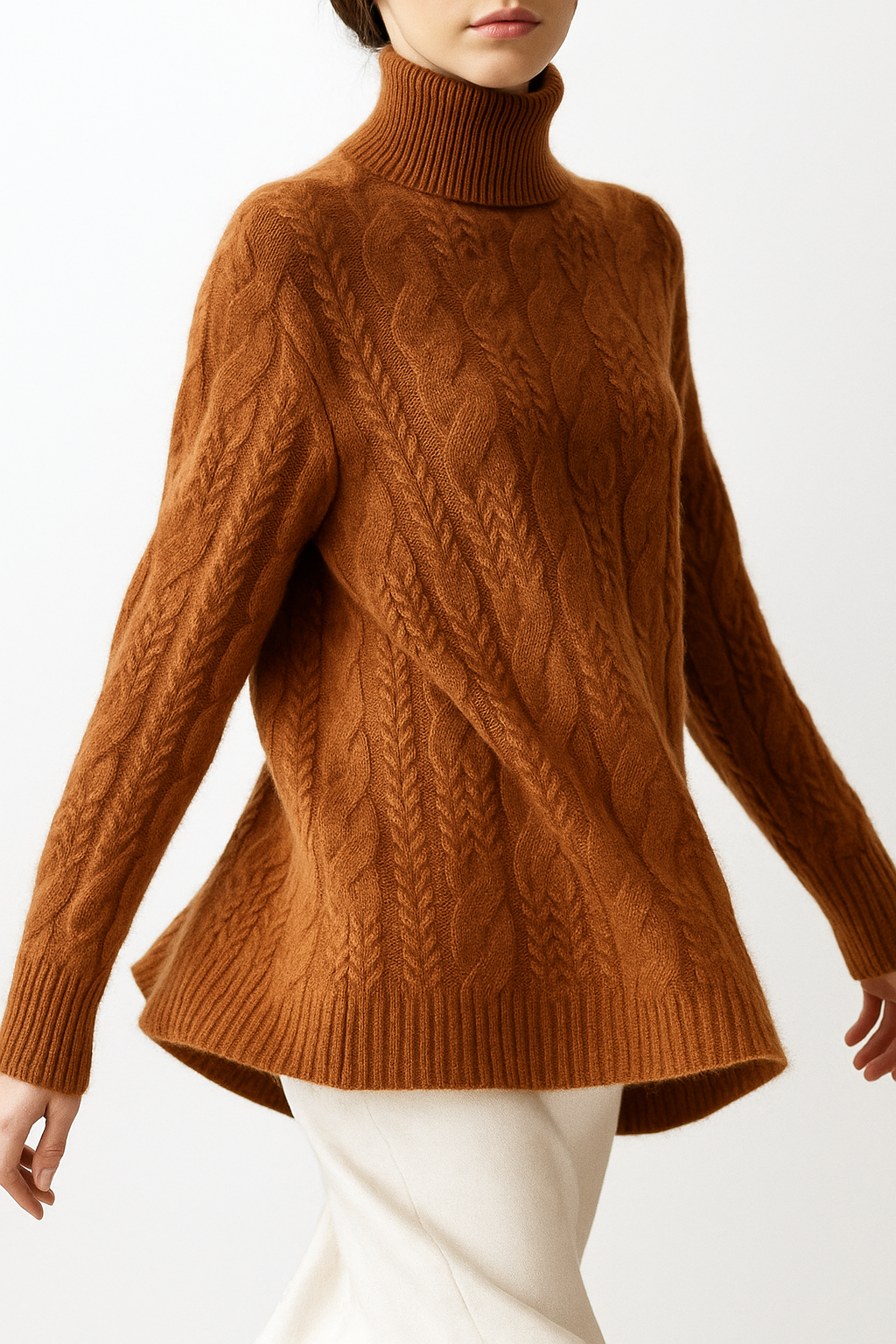 Women's Sweater – Timeless Cable-Knit and Mock Neck — image 9