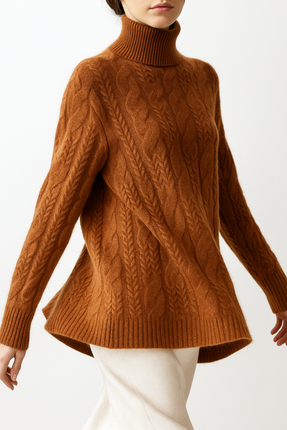 Women's Sweater – Timeless Cable-Knit and Mock Neck — image 9
