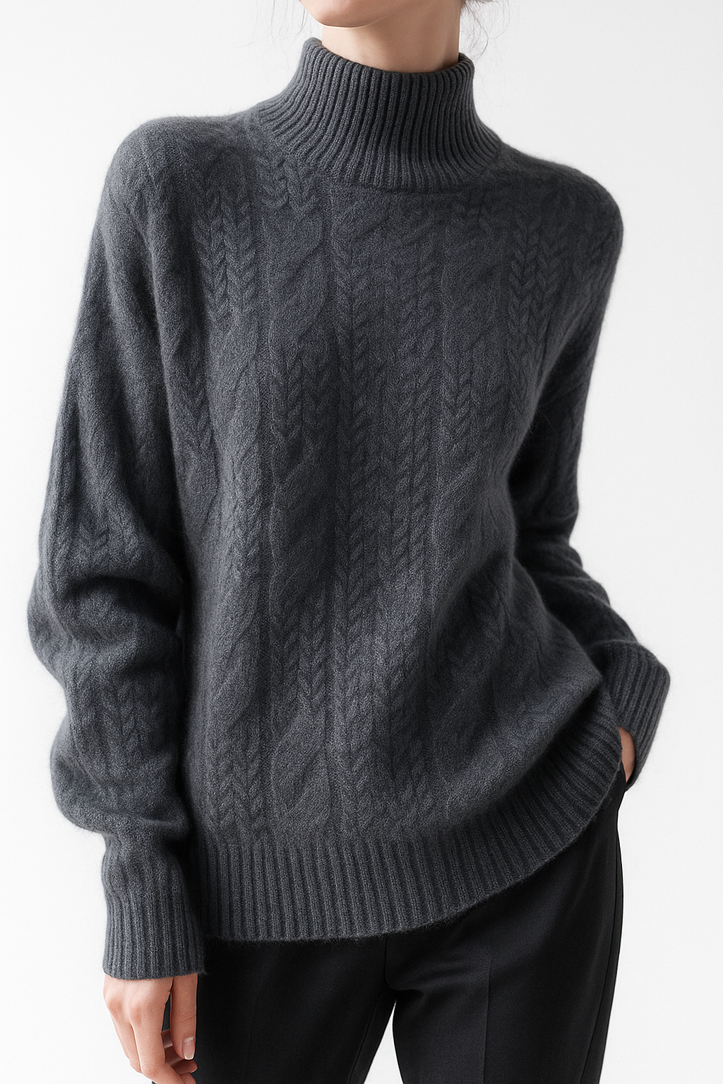 Women's Sweater – Timeless Cable-Knit and Mock Neck — image 11