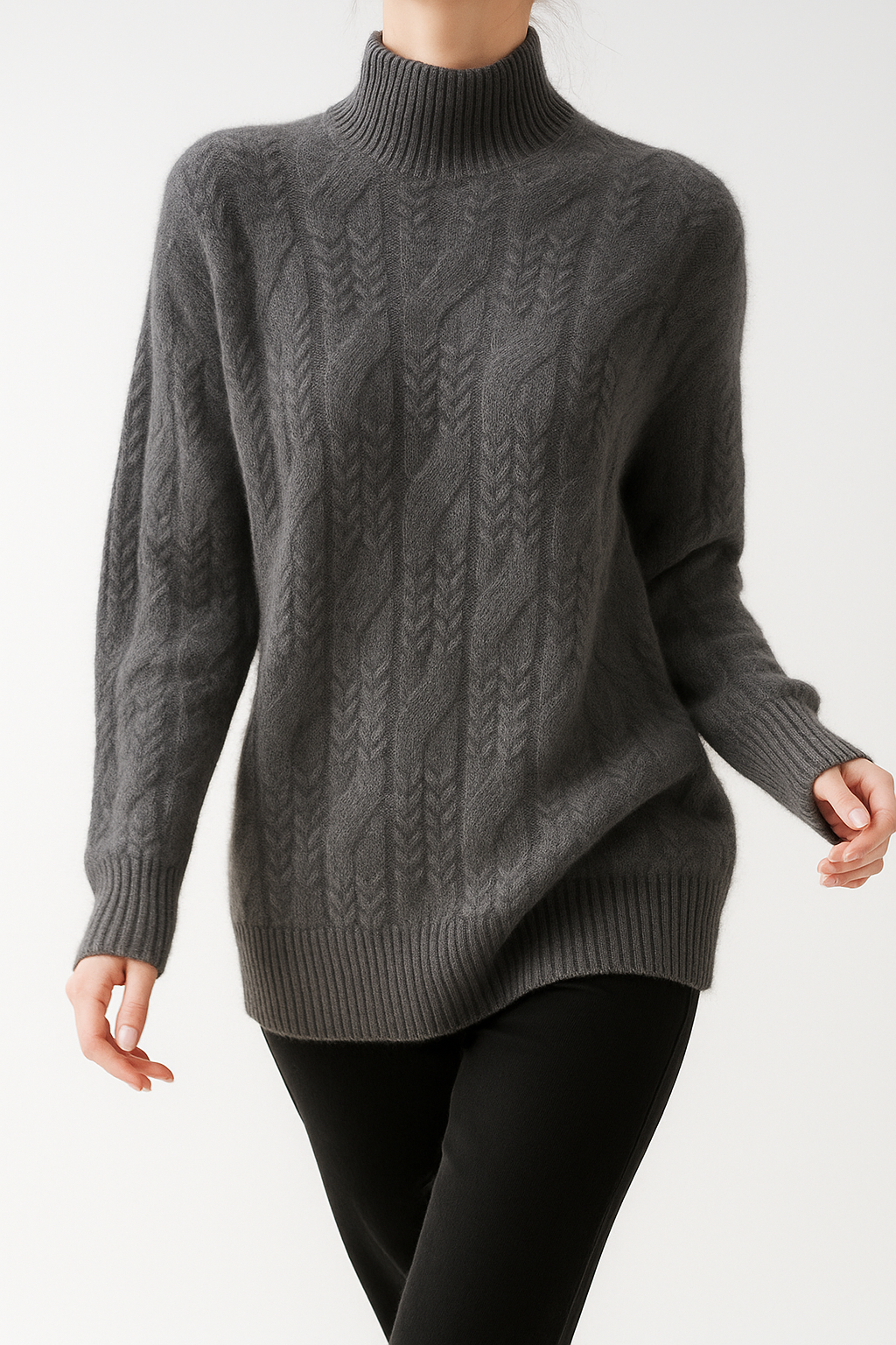 Women's Sweater – Timeless Cable-Knit and Mock Neck — image 12