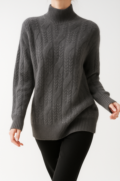 Women's Sweater – Timeless Cable-Knit and Mock Neck — image 12
