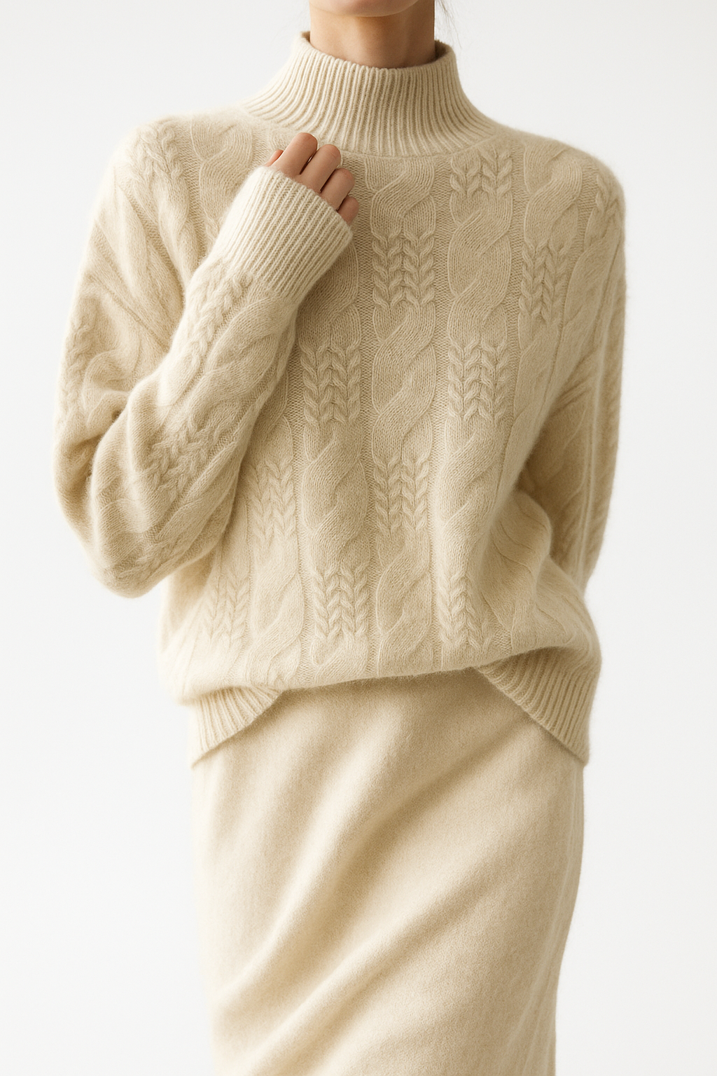 Women's Sweater – Timeless Cable-Knit and Mock Neck — image 14