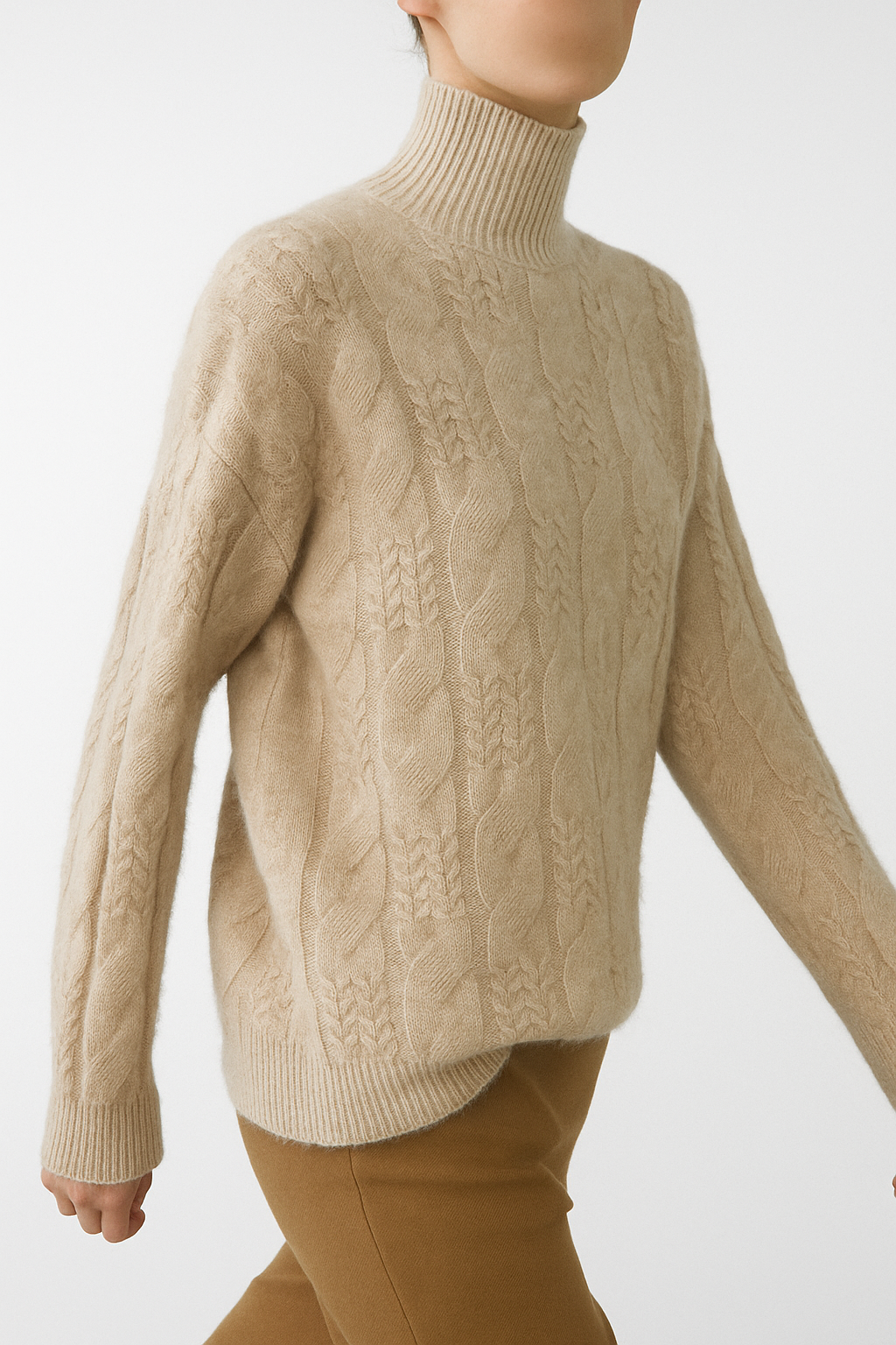 Women's Sweater – Timeless Cable-Knit and Mock Neck — image 15