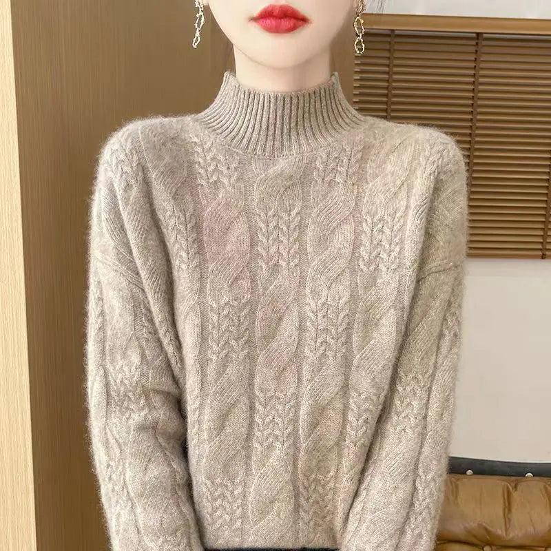 Women's Sweater – Timeless Cable-Knit and Mock Neck — image 18