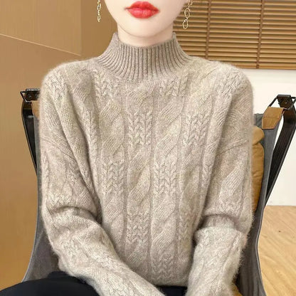 Women's Sweater – Timeless Cable-Knit and Mock Neck — image 19