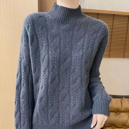 Women's Sweater – Timeless Cable-Knit and Mock Neck — image 20