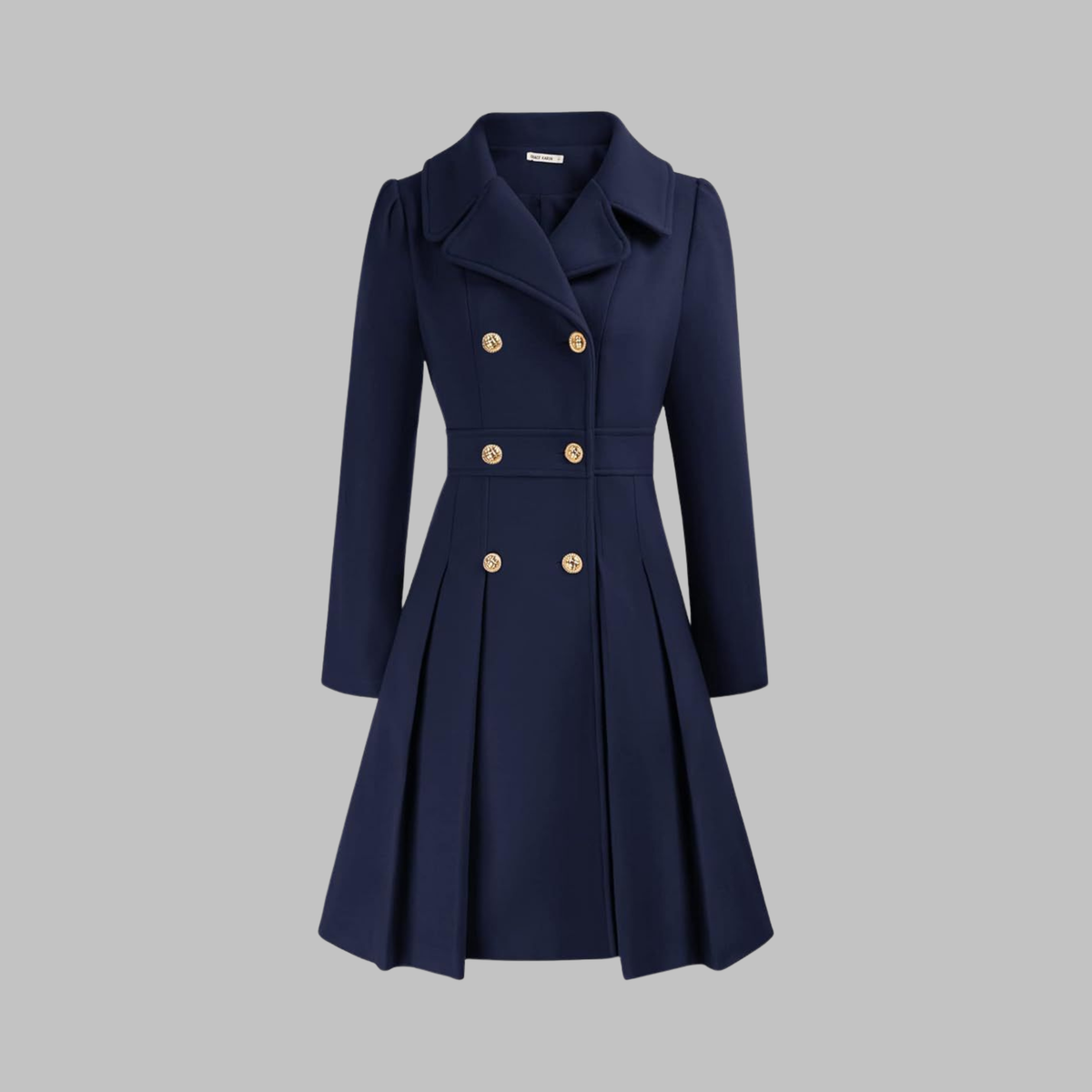 Women's Double-Breasted Coat – Classic Cut and Timeless Elegance — Dark Blue