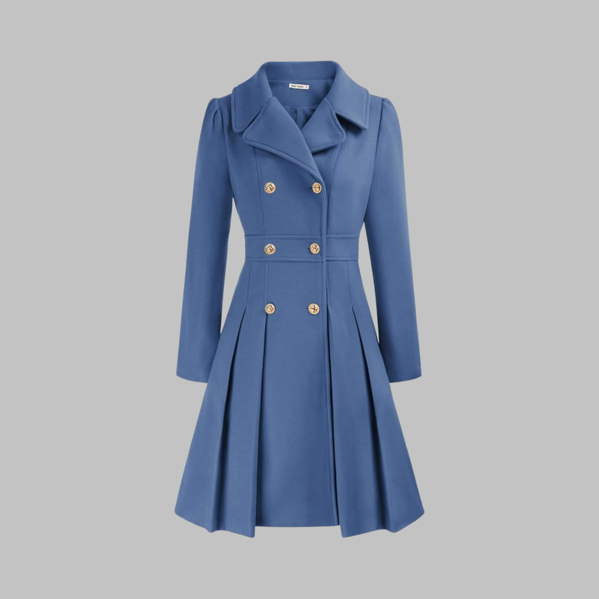Women's Double-Breasted Coat – Classic Cut and Timeless Elegance — Blue/Grey