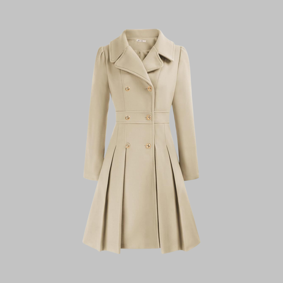 Women's Double-Breasted Coat – Classic Cut and Timeless Elegance — Beige