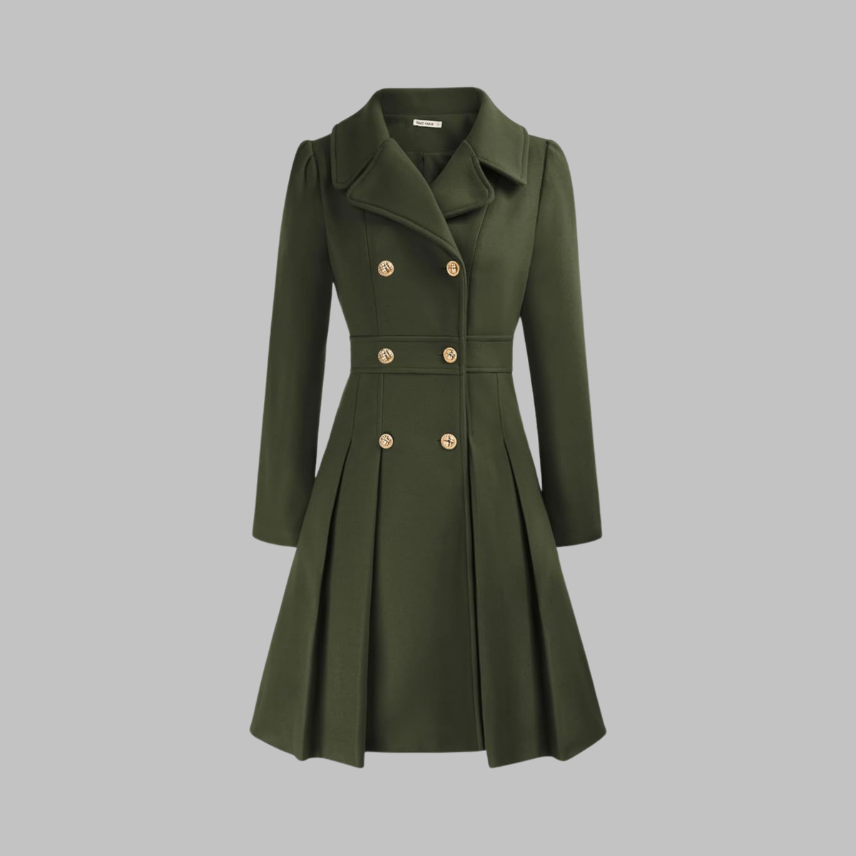 Women's Double-Breasted Coat – Classic Cut and Timeless Elegance — Army Green