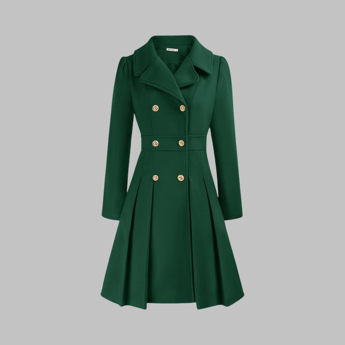 Women's Double-Breasted Coat – Classic Cut and Timeless Elegance — Dark Green