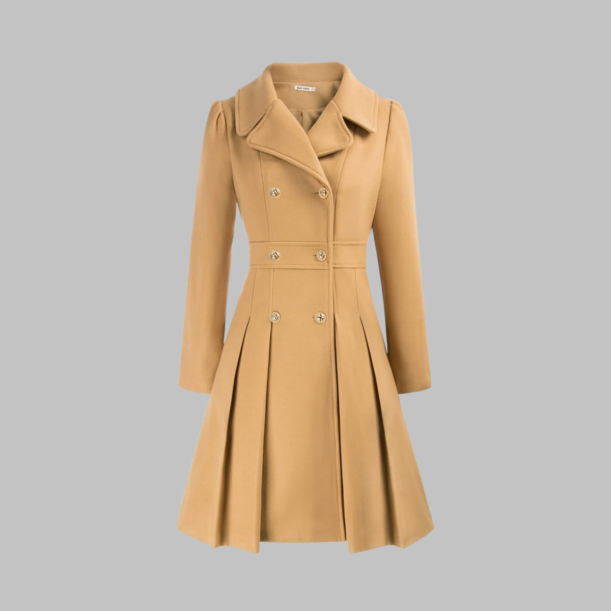 Women's Double-Breasted Coat – Classic Cut and Timeless Elegance — Khaki