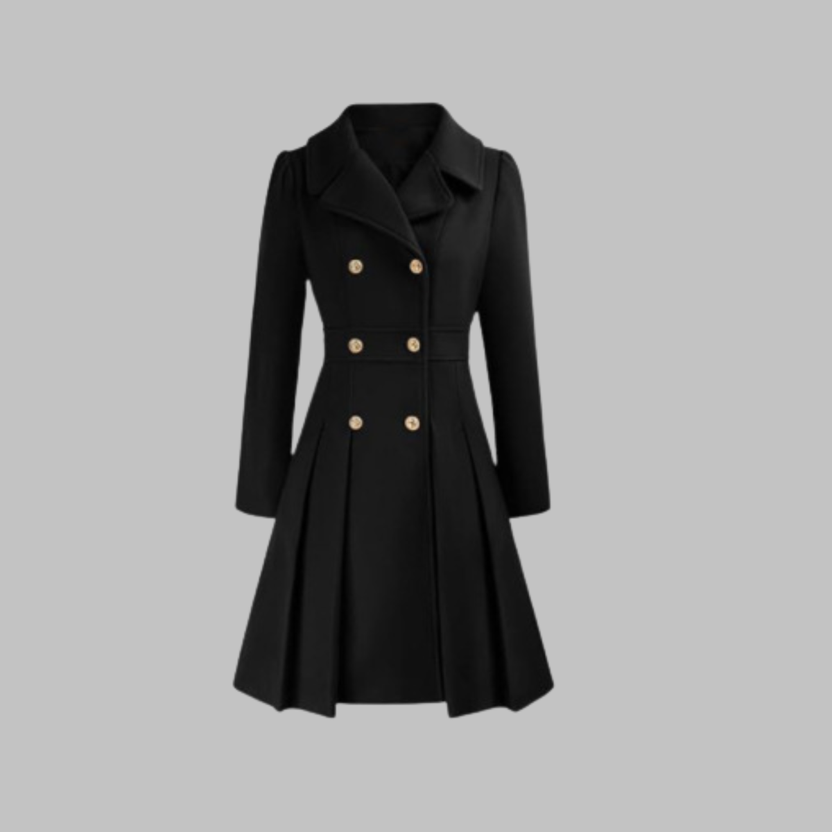 Women's Double-Breasted Coat – Classic Cut and Timeless Elegance — Black