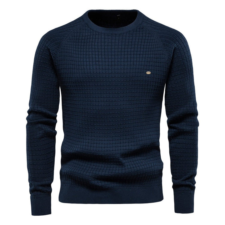 Herrenpullover mit langen Ärmeln und strukturierter Oberfläche — Marineblau