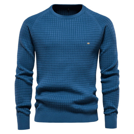 Men’s Textured Pullover – Long Sleeves and Timeless, Flattering Fit — Blue