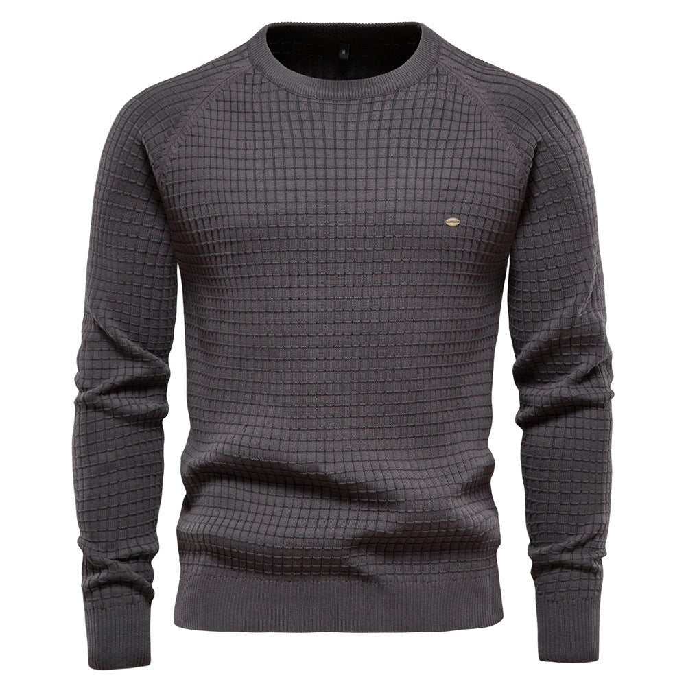 Men’s Textured Pullover – Long Sleeves and Timeless, Flattering Fit — Dark Grey