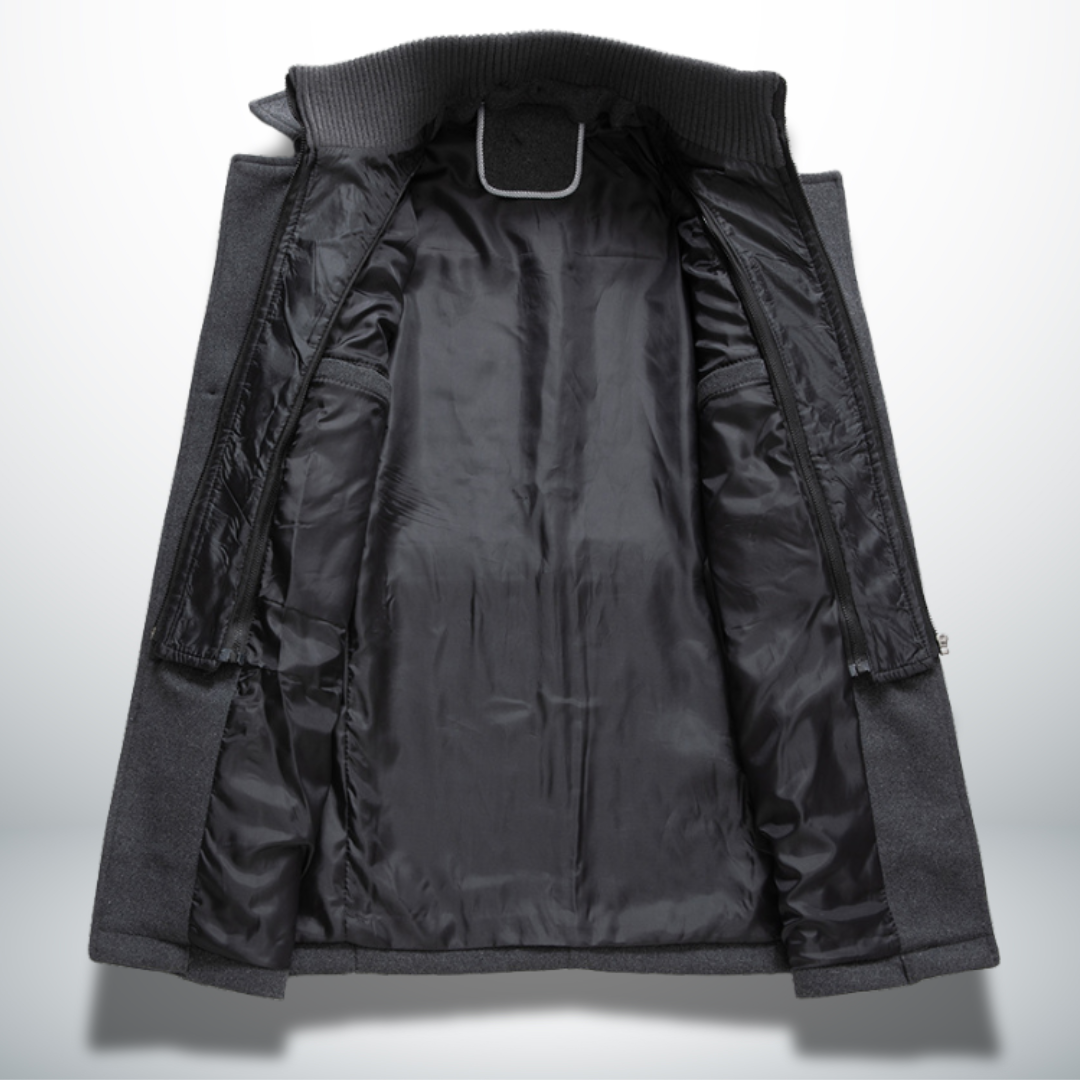 Men’s Buttoned Coat – Classic Silhouette and Smart-Casual Style — Black