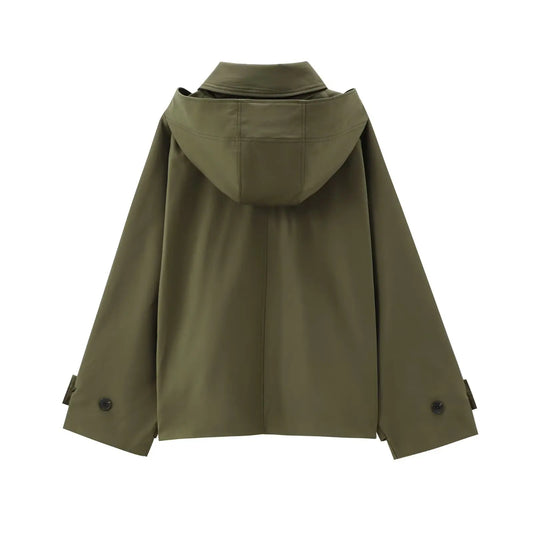 Women's Trench Coat – Hooded, Patch Pockets, and Timeless Relaxed Fit — product view