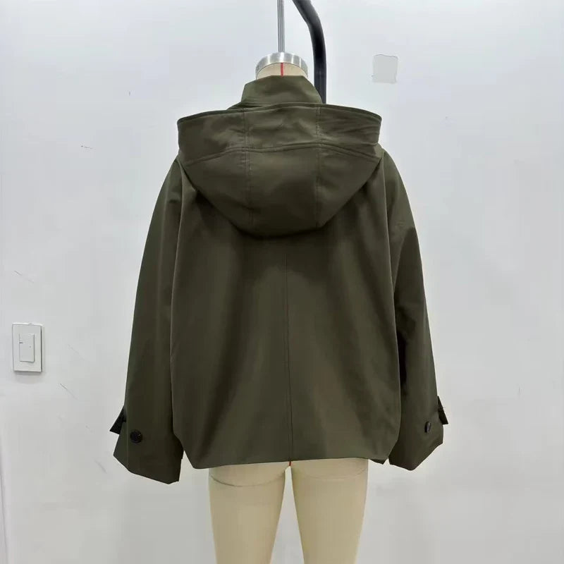 Women's Trench Coat – Hooded, Patch Pockets, and Timeless Relaxed Fit — product view
