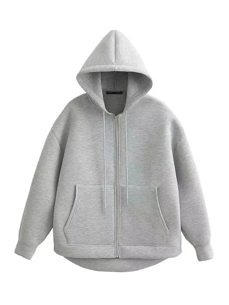 Women's Zip-Up Sweatshirt – Double Pockets and Relaxed Oversized Fit — image 3