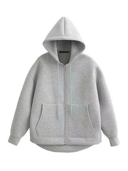 Women's Zip-Up Sweatshirt – Double Pockets and Relaxed Oversized Fit — image 3