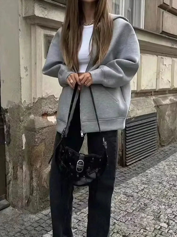 Women's Zip-Up Sweatshirt – Double Pockets and Relaxed Oversized Fit — image 5