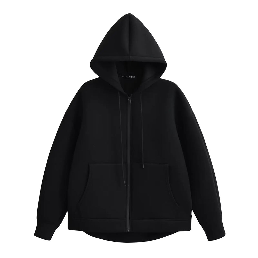 Women's Zip-Up Sweatshirt – Double Pockets and Relaxed Oversized Fit