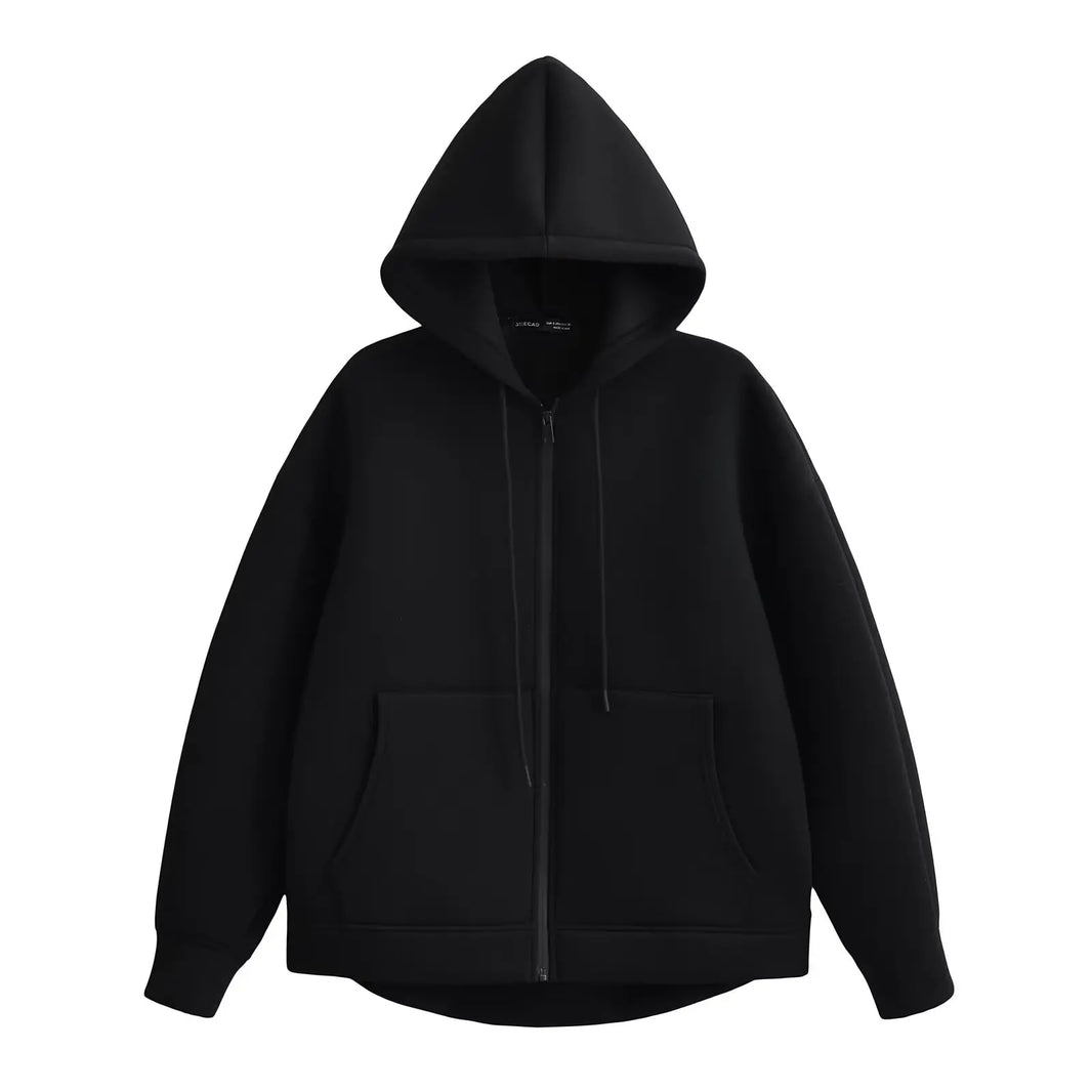 Women's Zip-Up Sweatshirt – Double Pockets and Relaxed Oversized Fit