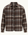 Men's Checked Long Sleeve Shirt in Brown on a neutral background