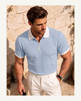 Men's Short Sleeve Polo Shirt in Blue, product view