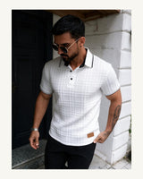 Men's Short Sleeve Polo Shirt in White, product view