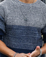 Men's Colourblock Long Sleeve Crew Neck Jumper in Blue - detalhe