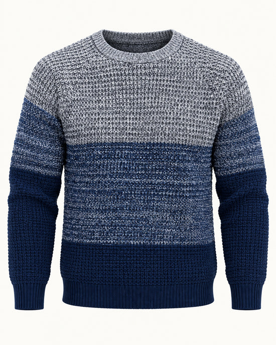 Men's Colourblock Long Sleeve Crew Neck Jumper in Blue - principal