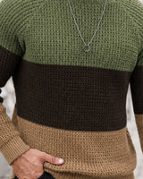 Men's Long Sleeve Crew Neck Jumper in Brown - detalhe