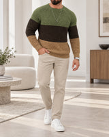 Men's Long Sleeve Crew Neck Jumper in Brown - look-completo