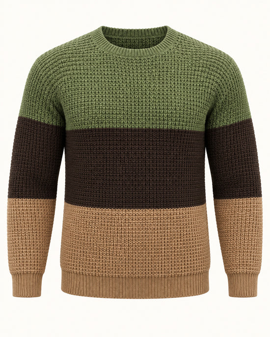 Men's Long Sleeve Crew Neck Jumper in Brown - principal