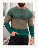Men's Long Sleeve Crew Neck Jumper in Dark Green - original-tratada