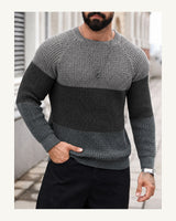 Men's Long Sleeve Crew Neck Jumper in Dark Grey - original-tratada