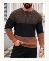 Men's Long Sleeve Crew Neck Jumper in Navy Blue - original-tratada