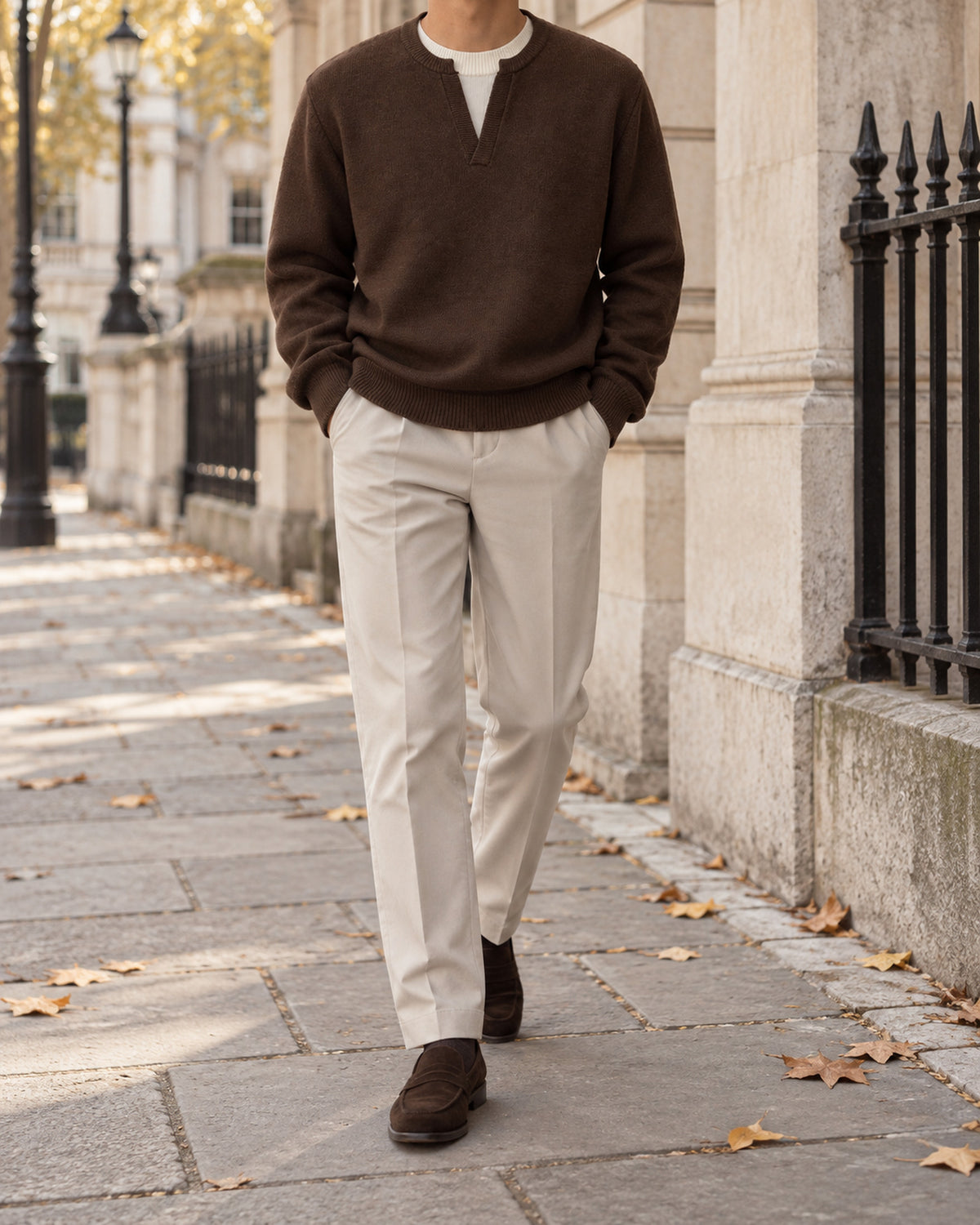 Men's Long Sleeve Jumper in Brown - editorial