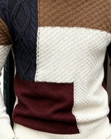 Men's Colourblock Long Sleeve High Neck Jumper in Multicolor - detalhe